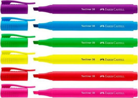 Faber-Castell Textliner 38 6'lı Neon Renkli Kesik Uçlu Fosforlu Kalem Seti