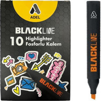 Adel Blackline 10'lu Pastel Turuncu Kesik Uçlu Fosforlu Kalem Seti