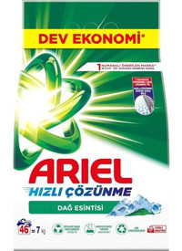 Ariel Hızlı Çözünme Dağ Esintisi Renkliler İçin 46 Yıkama Toz Deterjan 7 kg