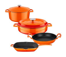 Lava Trendy 4 Parça Dökme Tencere ve Tava Seti Turuncu