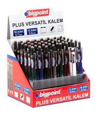 Bigpoint Plus Silgili Metal Metalik Renkli 0.5 mm - 0.7 mm Uçlu Versatil Kalem 48 Adet