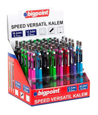 Bigpoint Speed Silgili Metal Metalik Renkli 0.5 mm - 0.7 mm Uçlu Versatil Kalem 48 Adet