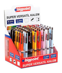Bigpoint Super Silgili Metal Metalik Renkli 0.5 mm - 0.7 mm Uçlu Versatil Kalem 48 Adet