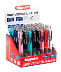 Bigpoint Grip Silgili Metal Metalik Renkli 0.5 mm - 0.7 mm Uçlu Versatil Kalem 48 Adet