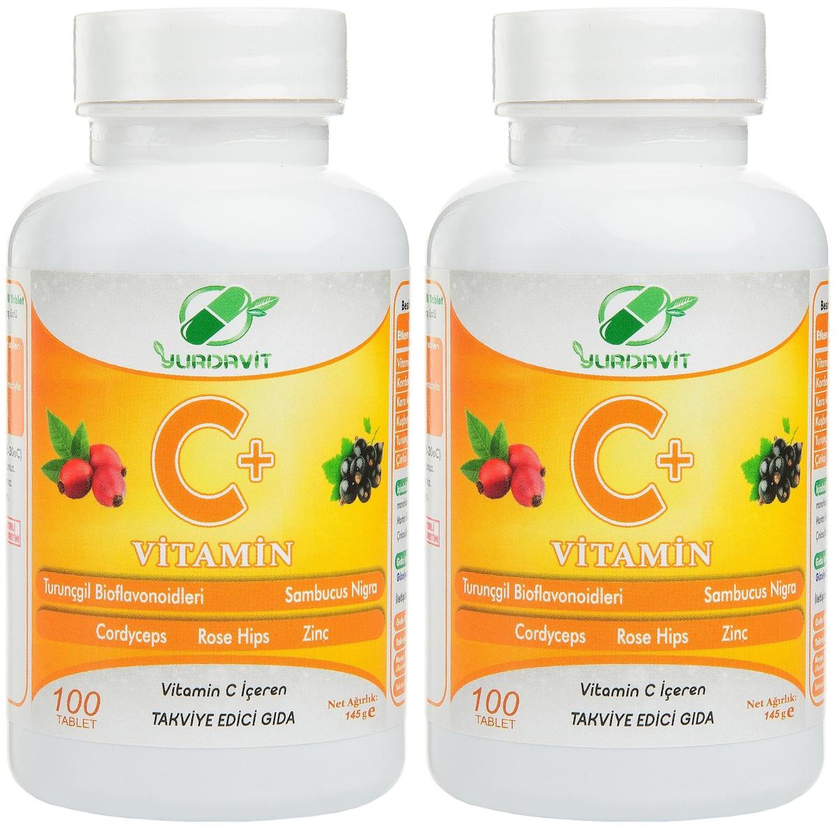 Yurdavit Vitamin C Kara Mürverli-Kuşburnulu Vitamin 2x100 Tablet