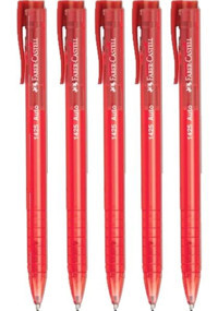 Faber-Castell 1425 Auto Plastik Tek Renkli 1.0 mm Kırmızı 5'li Tükenmez Kalem
