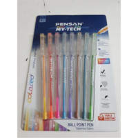 Pensan My Tech Plastik 8 Renkli 0.7 mm İğne Uçlu Çok Renkli 8'li Tükenmez Kalem