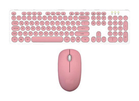 batcell Kablosuz Klavye Mouse Seti Türkçe Q Klavye Sessiz Set Pembe