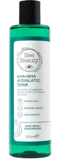 Bee Beauty Aydınlatıcı Yağlı Ciltler İçin Aha+Bha Yüz Temizleyici Losyon Tonik 250 ml