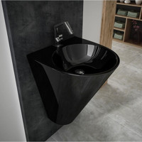 Lucco Garcia Tekli 48 cm Yuvarlak Lavabo Siyah