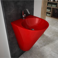 Lucco Garcia Tekli 48 cm Yuvarlak Lavabo Kırmızı