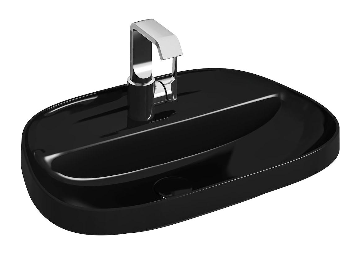 Vitra Frame Tekli 57 cm Seramik Tezgah Üstü Dikdörtgen Lavabo Siyah