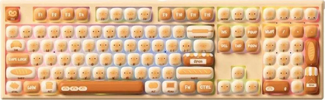Akko Monsgeek Mg108B Bun Wonderland İngilizce Q RGB Switch Kablosuz Kahverengi Mekanik Gaming Klavye