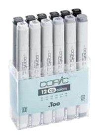 Copic 12'li Doldurulabilir Silinebilir Gri Tahta Kalemi Seti