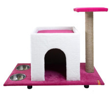 Pugalo Ayaklı Tek Fonksiyonlu 40x65 cm Üstü Kapalı Kedi Yatağı Pembe