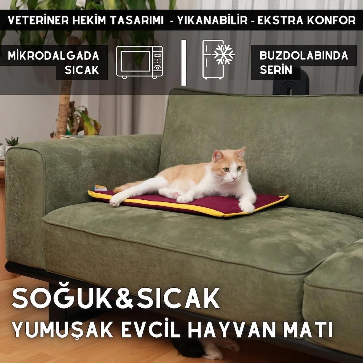 Pawdaz Tek Fonksiyonlu 60x40 cm Kedi Yatağı Bordo