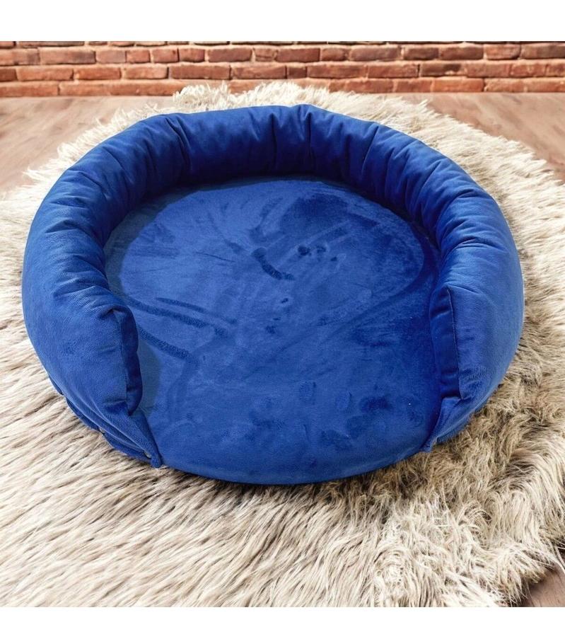 Evnalia Tek Fonksiyonlu 50 cm Simit Kedi Yatağı Mavi