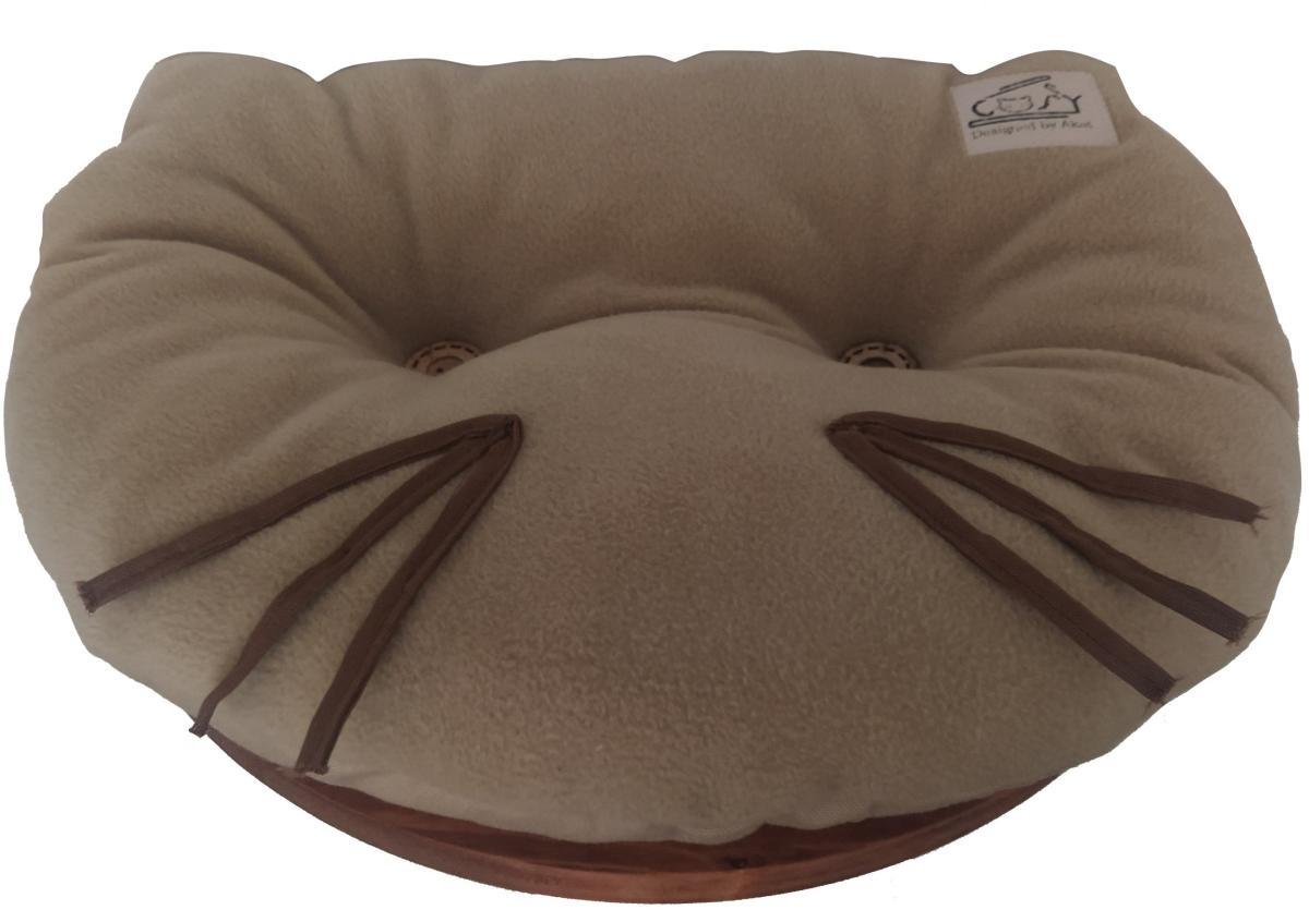 Akat Cosy Catface Tek Fonksiyonlu 38x34 cm Kedi Yatağı Kahverengi