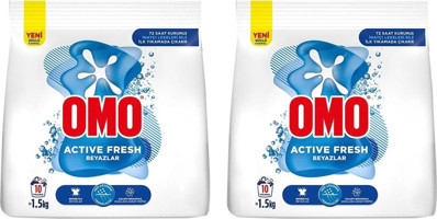 Omo Active Fresh Beyazlar İçin 10 Yıkama Toz Deterjan 2x1.5 kg