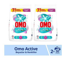 Omo Active Renkliler ve Beyazlar İçin 100 Yıkama Toz Deterjan 2x7.5 kg