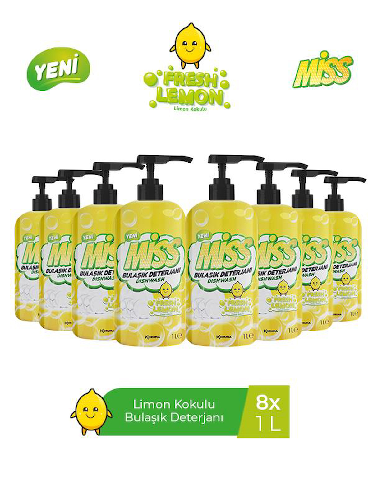 Miss Limon Kokulu Sıvı El Bulaşık Deterjanı 8x1 lt