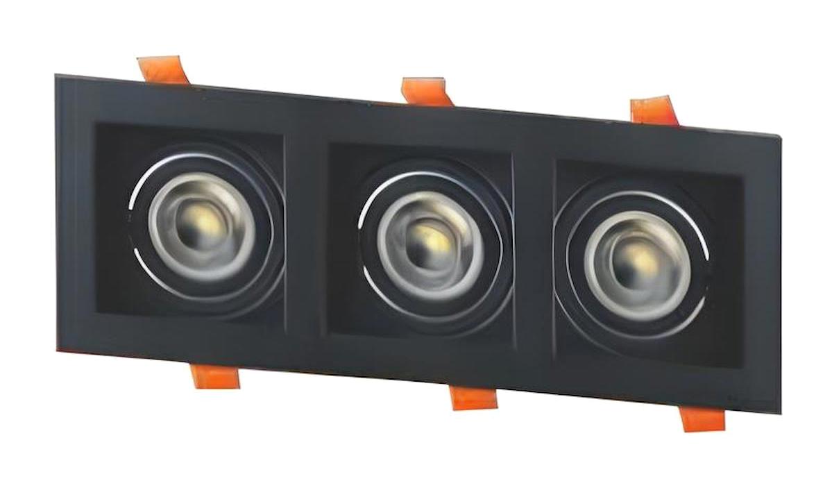 Cata CT-5020 Alüminyum 3'lü Kare Gömme LED Spot Siyah