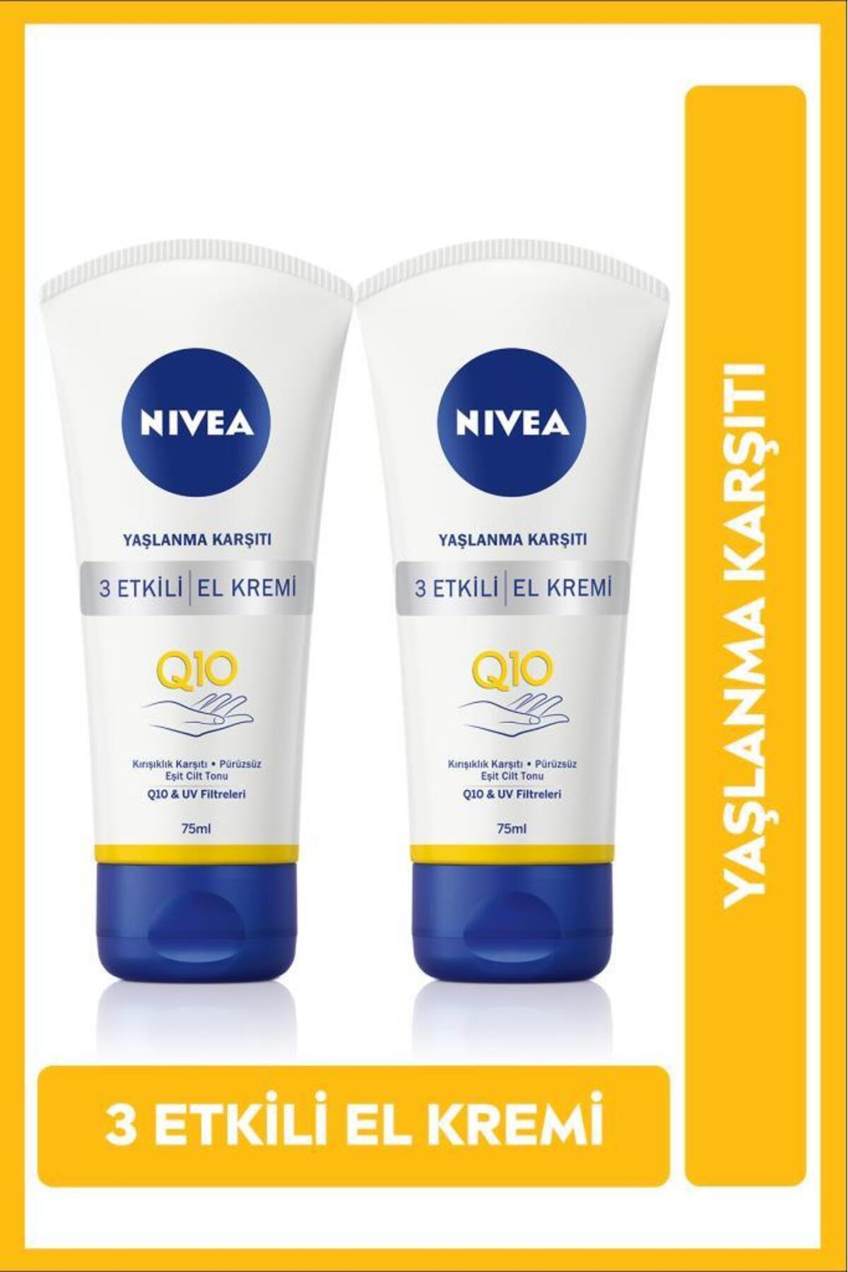 Nivea 3 Etkili Q10 Zeytinyağlı Tüm Ciltler İçin Parfümsüz El Kremi 2x75 ml