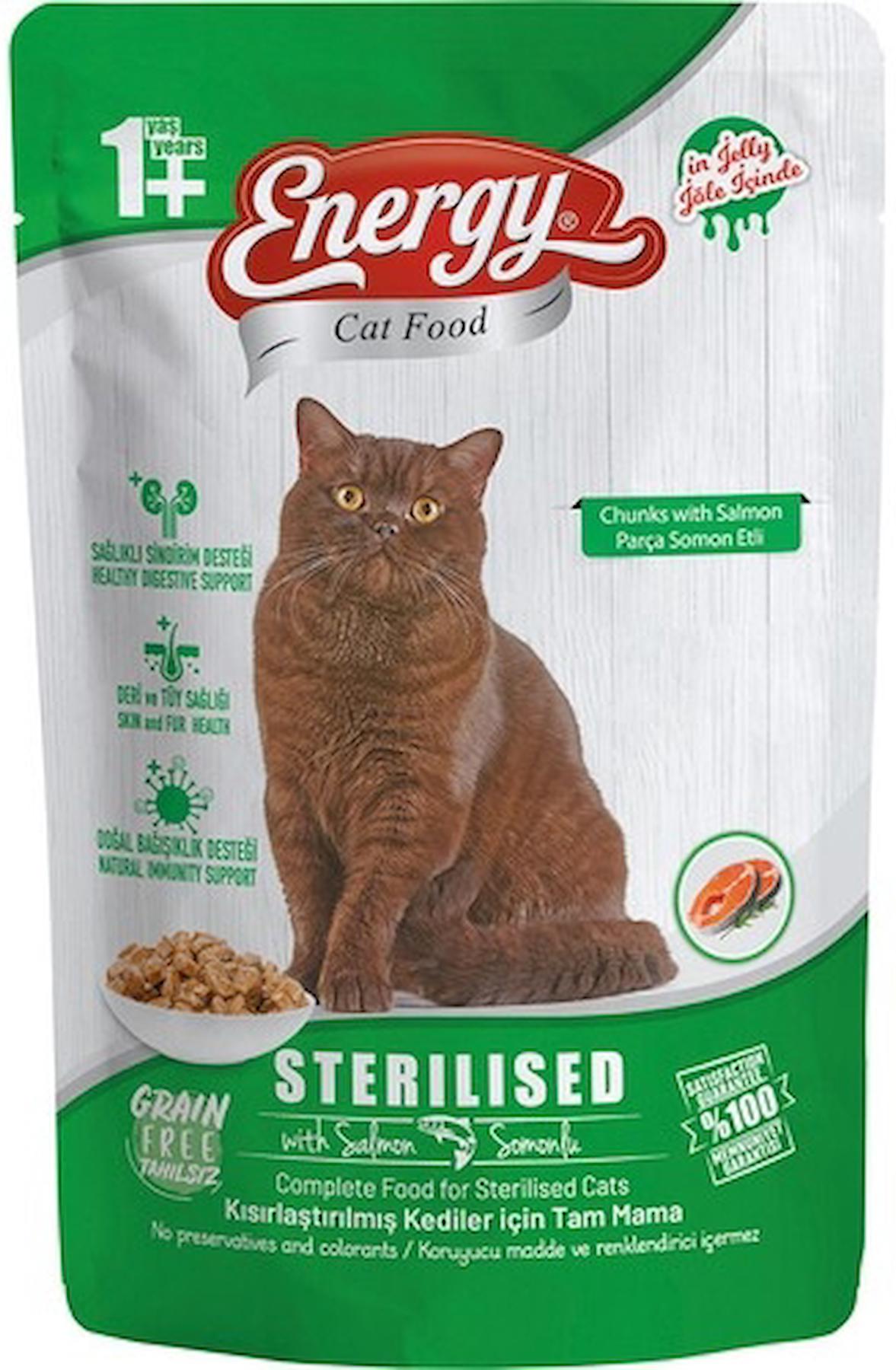 Energy Steril Somon Parça Etli Yaş Kedi Maması 85 gr