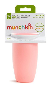 Munchkin Mucize 360 Akıtmaz Kulpsuz 12 Ay+ 296 ml Alıştırma Bardağı Pembe