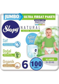Sleepy Natural 6 Numara Organik Külot Bebek Bezi 100 Adet
