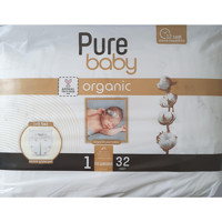 Pure Baby 1 Numara Organik Cırtlı Bebek Bezi 32 Adet