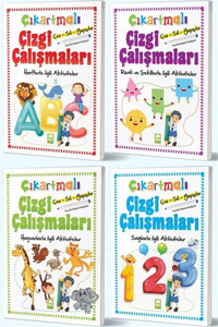 Beyaz Balina Yayınları Çiz-sil-yapıştır Çıkartmalı Çizgi Çalışmaları Seti (4 Kitap Takım)