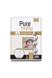 Pure Baby Organik Yenidoğan 1 Numara Organik Bebek Bezi 256 Adet