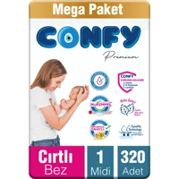 Confy Premium Maxi 4 Numara Cırtlı Bebek Bezi 224 Adet