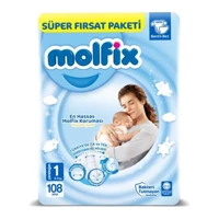 Molfix 1 Numara Göbek Oyuntulu Bantlı Bebek Bezi 108 Adet