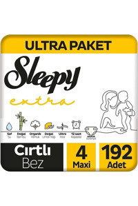 Sleepy Extra 4 Numara Organik Cırtlı Bebek Bezi 192 Adet