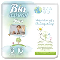 Sleepy Bio Natural XLarge 6 Numara Organik Cırtlı Bebek Bezi 16 Adet