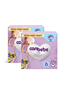 Canbebe 6 Numara Bantlı Bebek Bezi 2x50 Adet