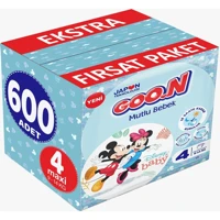 Goon Mutlu Bebek Maxi 4 Numara Cırtlı Bebek Bezi 600 Adet