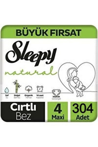 Sleepy Maxi Büyük Fırsat 4 Numara Organik Cırtlı Bebek Bezi 304 Adet