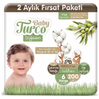 Baby Turco Doğadan 6 Numara Bantlı Bebek Bezi 200 Adet