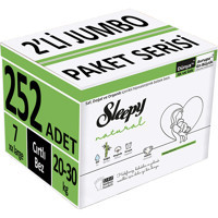 Sleepy Natural 2'li Jumbo Paket 7 + Numara Organik Cırtlı Bebek Bezi 252 Adet