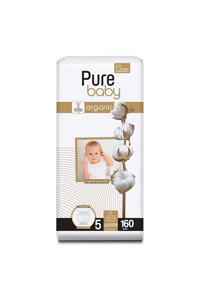 Pure Baby Organik 5 Numara Organik Cırtlı Bebek Bezi 160 Adet