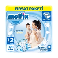 Molfix Mini 2 Numara Göbek Oyuntulu Bantlı Bebek Bezi 4x80 Adet