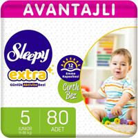 Sleepy Extra Avantajlı Junior 5 Numara Organik Cırtlı Bebek Bezi 80 Adet