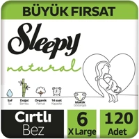 Sleepy Natural 6 Numara Organik Cırtlı Bebek Bezi 3x40 Adet