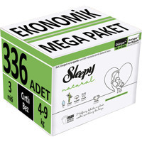 Sleepy Natural Ekonomik Paket 3 Numara Organik Cırtlı Bebek Bezi 336 Adet