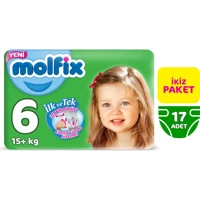 Molfix Extra Large 6 Numara Göbek Oyuntulu Bantlı Bebek Bezi 17 Adet