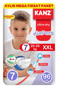Kanz Ultra-Dry XXLarge 7 Numara Cırtlı Bebek Bezi 96 Adet