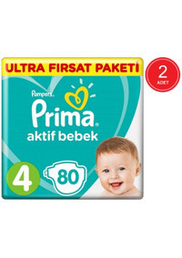 Prima Aktif Bebek 4 Numara Cırtı Bebek Bezi 2x80 Adet